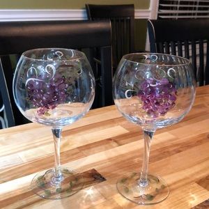 Hand painted wine glasses sold as pair